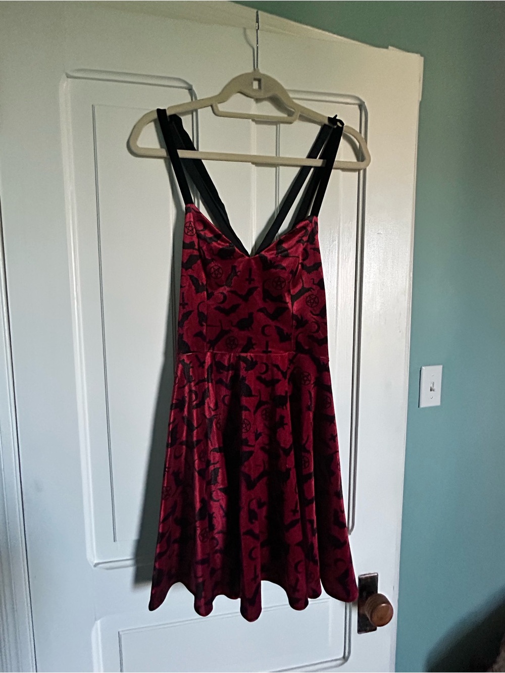Blackmilk Goth Women’s Red Velvet Patterned Skater Dress